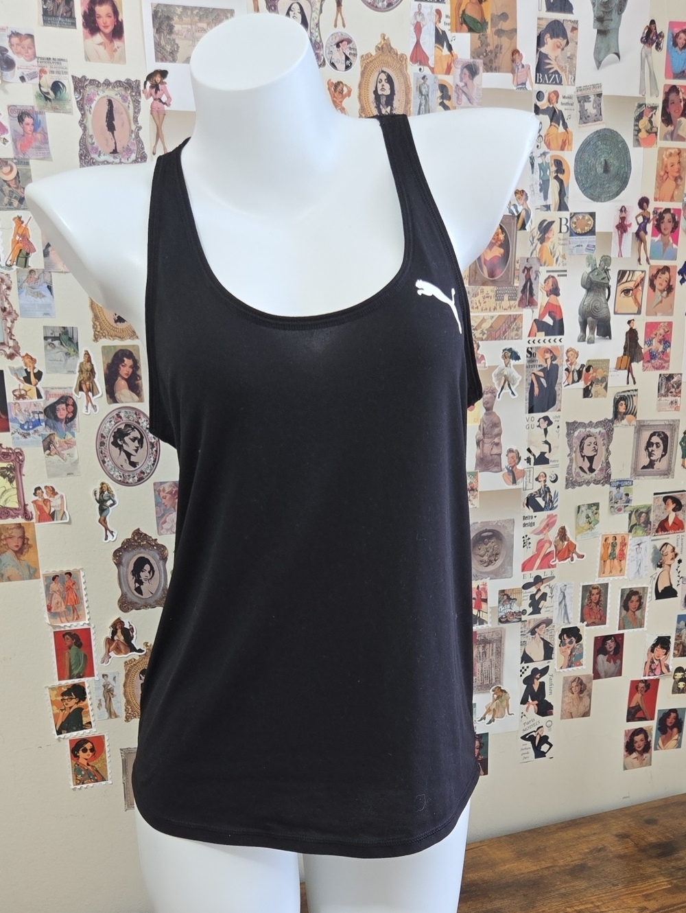 Puma Black Racerback Tank with White Logo
